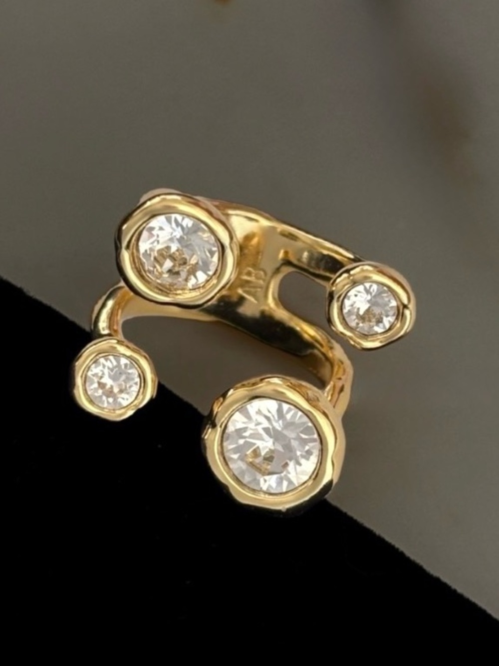 NEW Alexis Bittar Asterales Open Ring Size 7 Gold Clear C Z  AU05